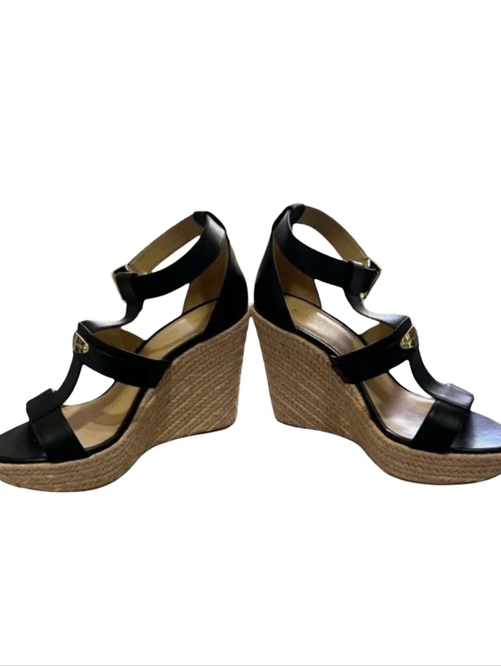 Michael Kors Finley Espadrille Wedge Sandals Black Size 6 - Picture 4 of 13